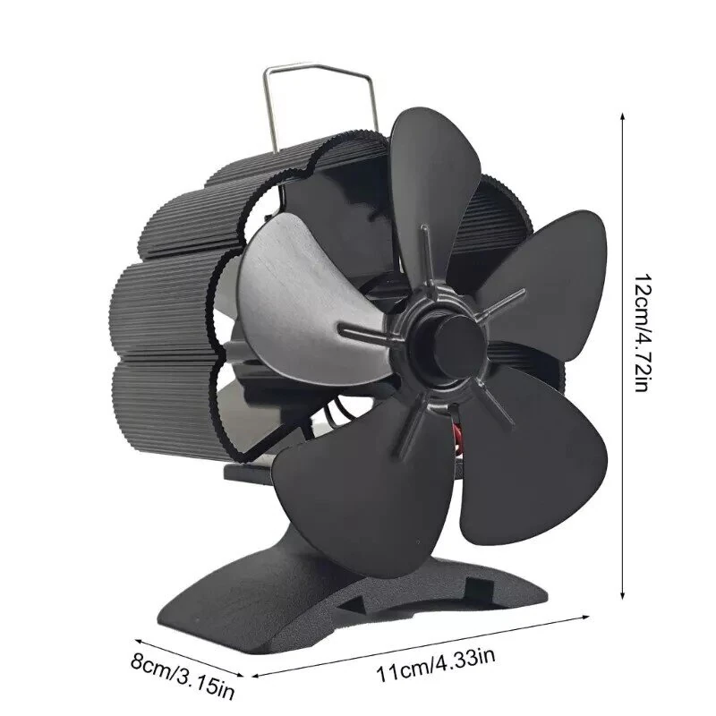 (image for) 5 Blade Heat Powered Wood Stove Fan Fireplace Fan Furnace Air Blower for Wood/Log Burner/Fireplace Eco Friendly Fan-DY385A
