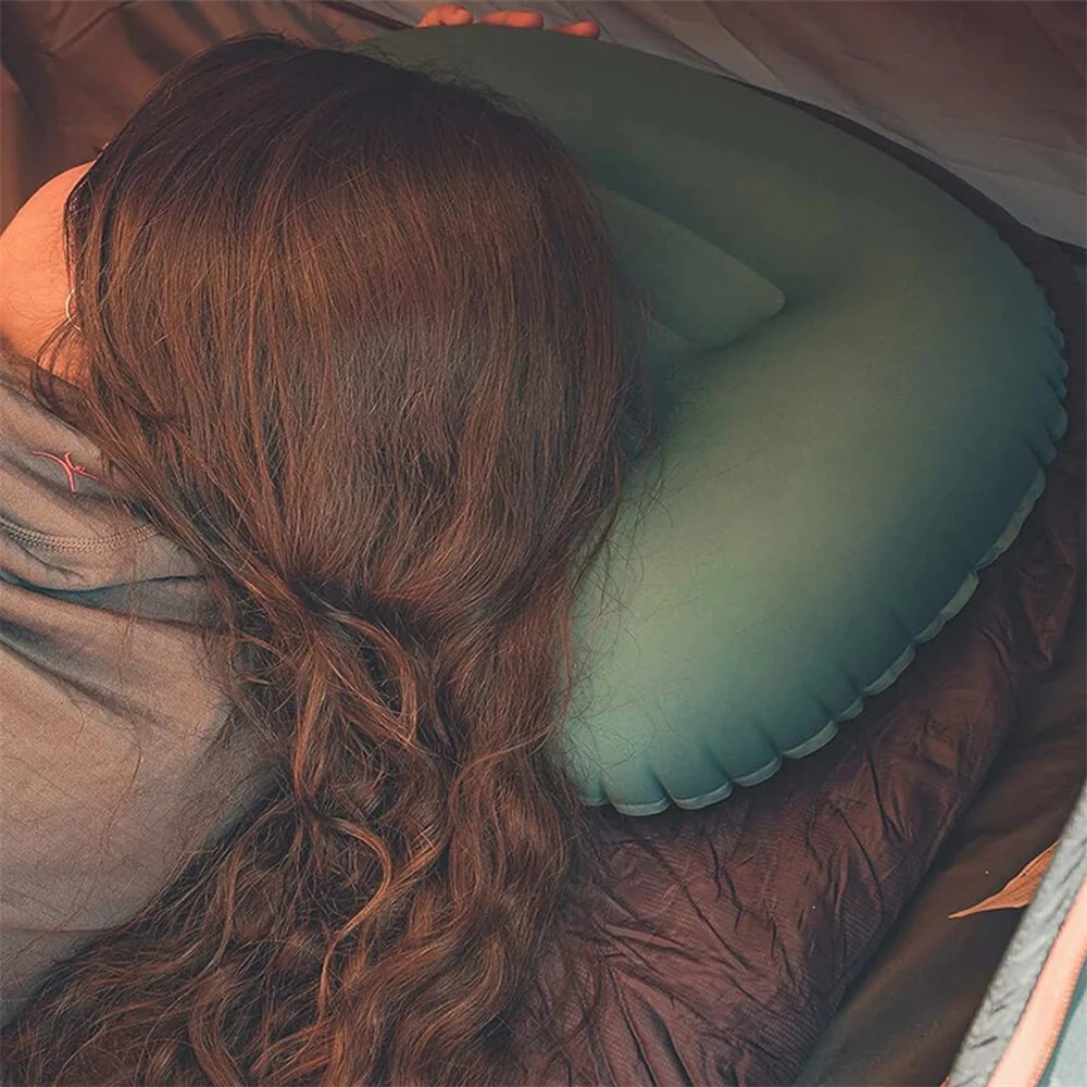 (image for) IPRee Ultralight Portable Inflatable Camping Travel Pillow Compact Ergonomic Inflating Pillows for Neck Lumbar Support Camp Hiking Equipment